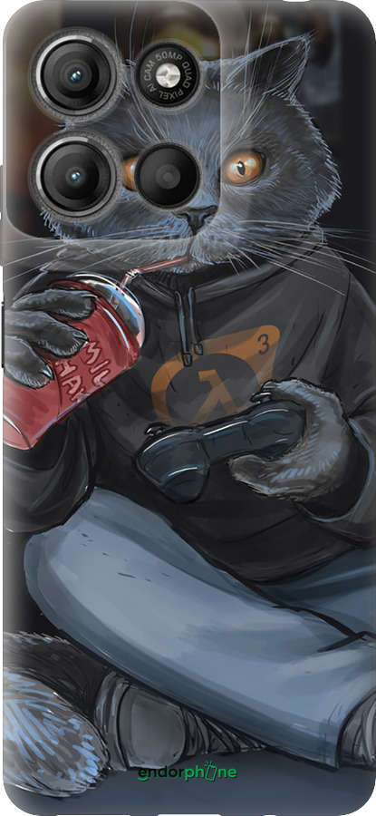 Силиконовый чехол gamer cat для Motorola Moto G15 Power - 4140u-4044 изображение 