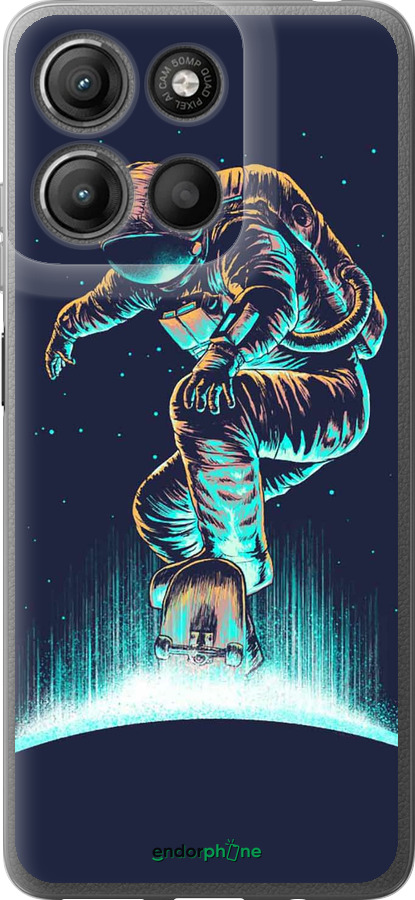 Силиконовый чехол Космонавт на скейтборде для Motorola Moto G15 Power - 4145u-4044 изображение 