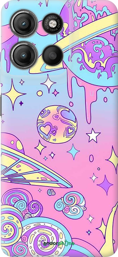 Силиконовый чехол Розовая галактика для Motorola Moto G15 Power - 4146u-4044 изображение 