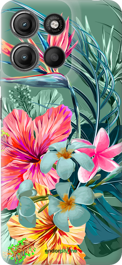Силиконовый чехол Тропические цветы v1 для Motorola Moto G15 Power - 4667u-4044 изображение 
