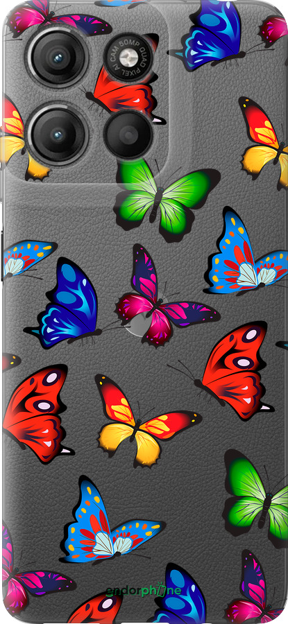 Силиконовый чехол Красочные мотыльки для Motorola Moto G15 Power - 4761u-4044 изображение 