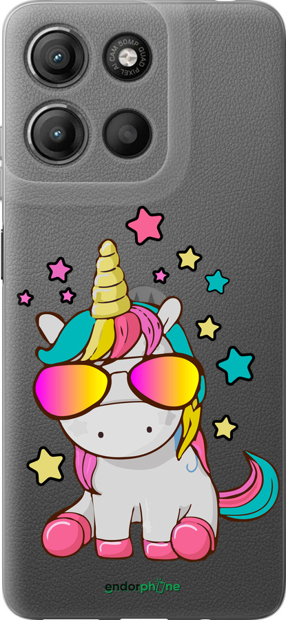 Силіконовий чехол Єдиноріг в окулярах для Motorola Moto G15 Power - 4879u-4044 изображение 