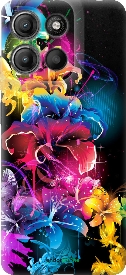 Силиконовый чехол Абстрактные цветы для Motorola Moto G15 Power - 511u-4044 изображение 