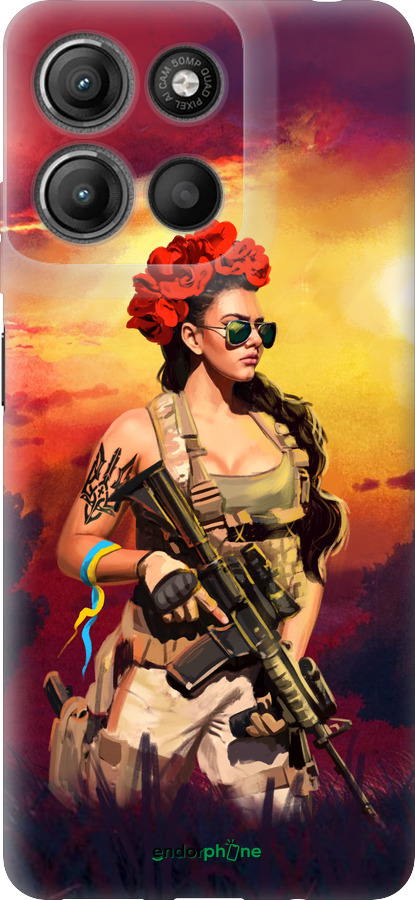 Силиконовый чехол Украинка с оружием для Motorola Moto G15 Power - 5316u-4044 изображение 