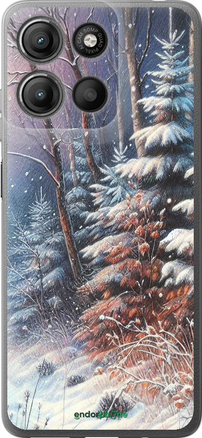 Силиконовый чехол Зимний пейзаж для Motorola Moto G15 Power - 5814u-4044 изображение 
