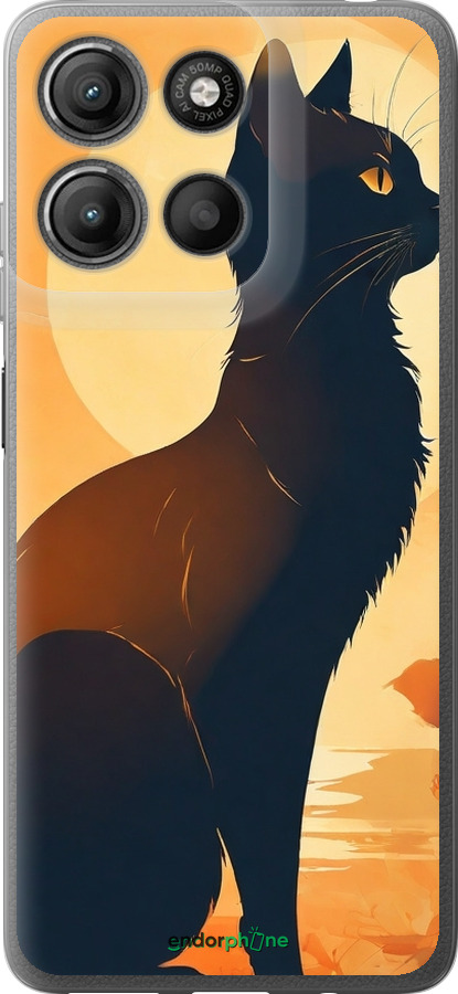 Силиконовый чехол Черная кошка v2 для Motorola Moto G15 Power - 5830u-4044 изображение 