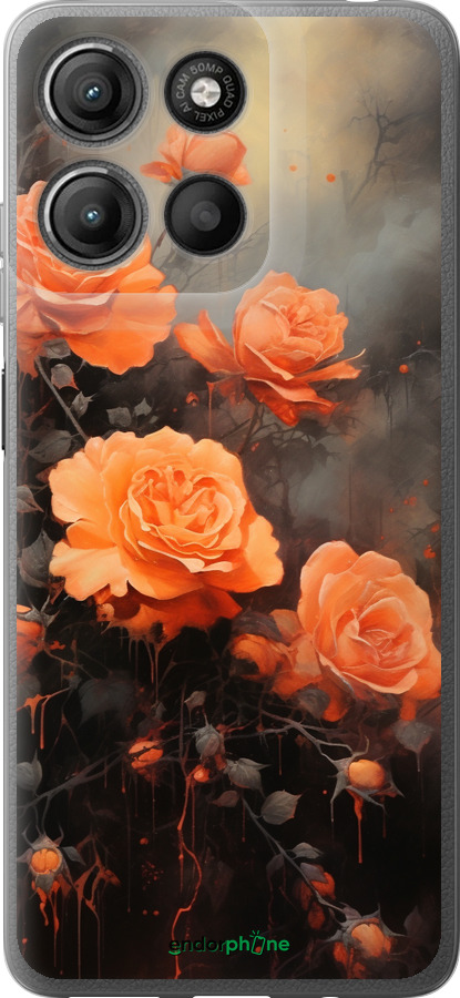 Силиконовый чехол Оранжевые розы для Motorola Moto G15 Power - 5944u-4044 изображение 