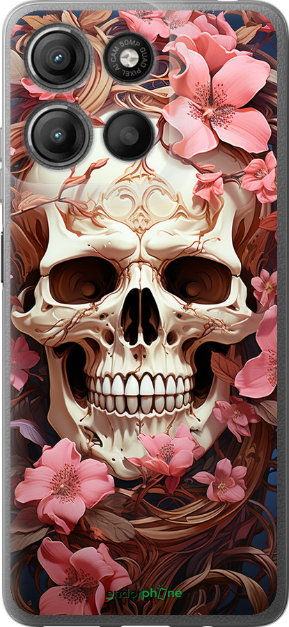 Силиконовый чехол Череп в розовых цветах для Motorola Moto G15 Power - 5965u-4044 изображение 