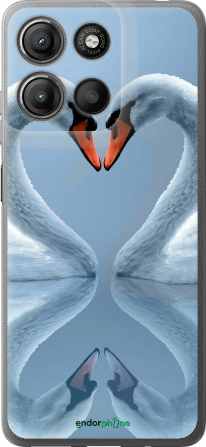 Силиконовый чехол Лебеди для Motorola Moto G15 Power - 6007u-4044 изображение 