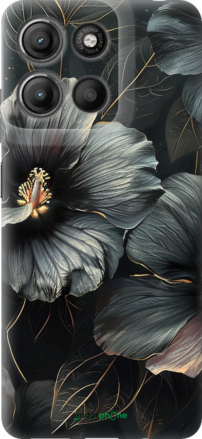 Силиконовый чехол Черные цветы для Motorola Moto G15 Power - 6031u-4044 изображение 