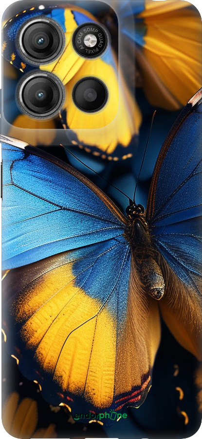 Силиконовый чехол Желто-голубые бабочки для Motorola Moto G15 Power - 6046u-4044 изображение 