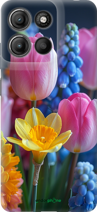 Силиконовый чехол Весенние цветы для Motorola Moto G15 Power - 6058u-4044 изображение 