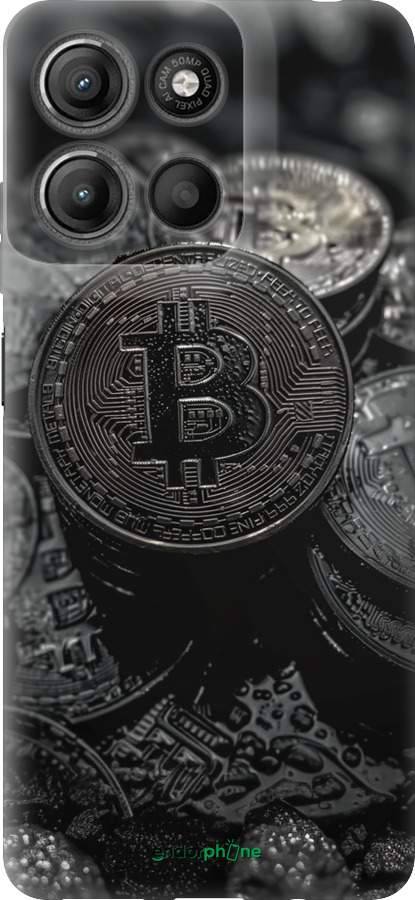 Силиконовый чехол Black Bitcoin для Motorola Moto G15 Power - 6090u-4044 изображение 