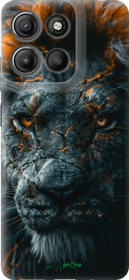 Силиконовый чехол Пламенный лев для Motorola Moto G15 Power - 6153u-4044 изображение 