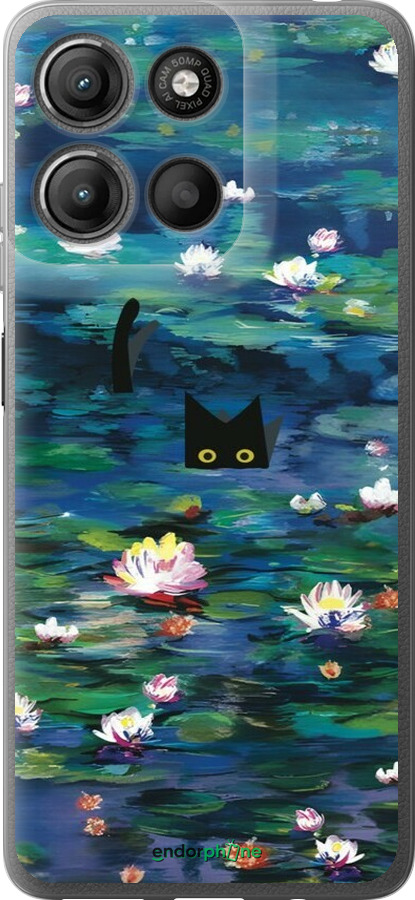 Силиконовый чехол із зображенням водяних лілій та кішок для Motorola Moto G15 Power - 6257u-4044 изображение 