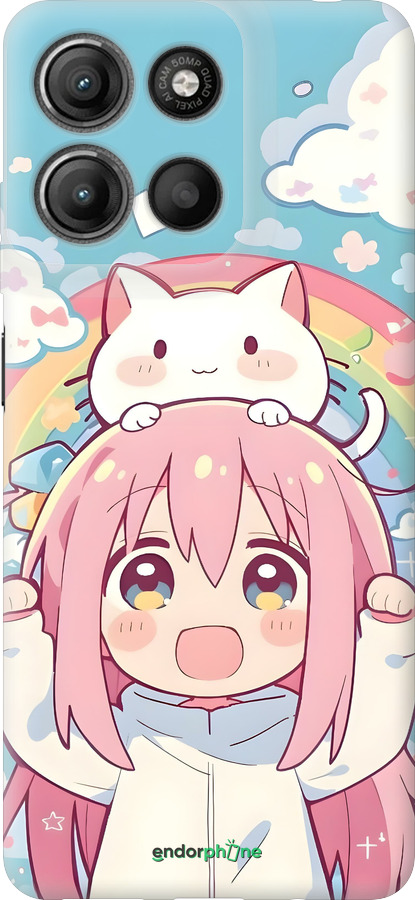 Силиконовый чехол Девочка аниме радуга для Motorola Moto G15 Power - 6304u-4044 изображение 