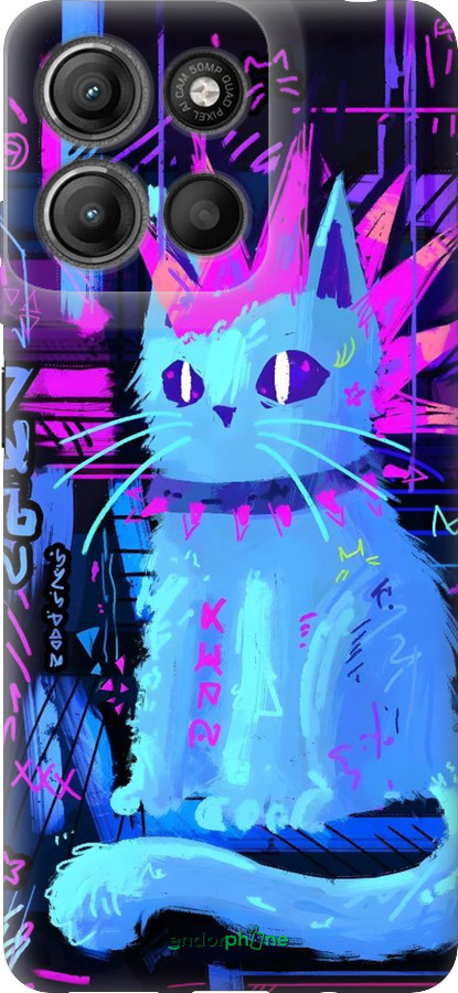 Силиконовый чехол Кот панк для Motorola Moto G15 Power - 6311u-4044 изображение 