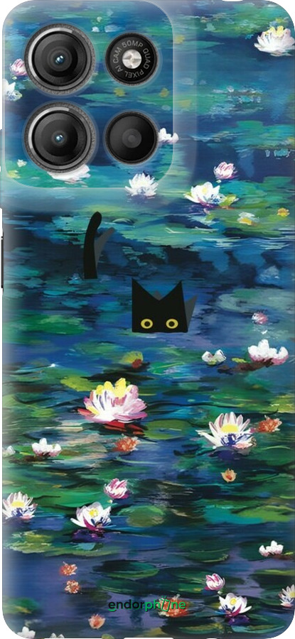 Силиконовый чехол Чехол с изображением водяных лилий Моне и кошек для Motorola Moto G15 Power - 6399u-4044 изображение 