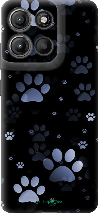 Силиконовый чехол С синими отпечатками лап для Motorola Moto G15 Power - 6441u-4044 изображение 