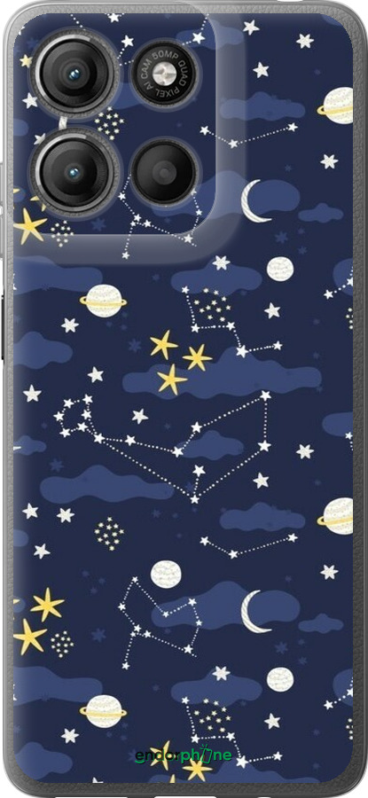 Силиконовый чехол Астрономический узор. Милый дизайн мультяшной вселенной для Motorola Moto G15 Power - 6446u-4044 изображение 