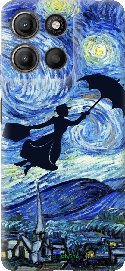 Силиконовый чехол С изображением Мэри Поппинс «Звездная ночь» для Motorola Moto G15 Power - 6487u-4044 изображение 