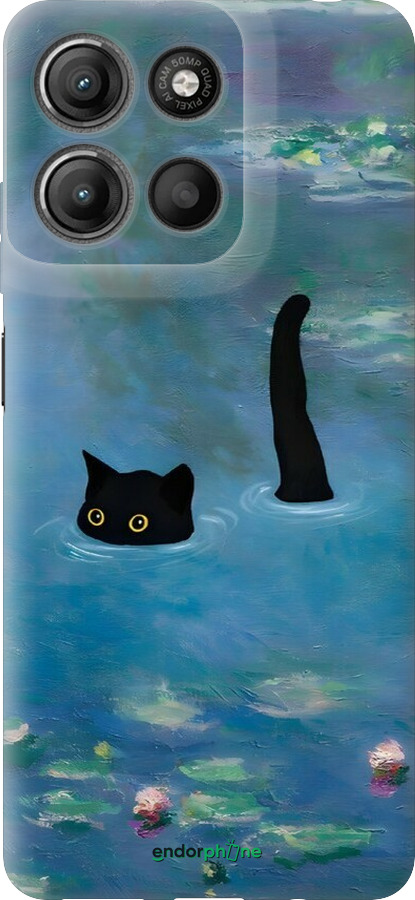 Силиконовый чехол С изображением кота и водяной лилии Monet для Motorola Moto G15 Power - 6519u-4044 изображение 