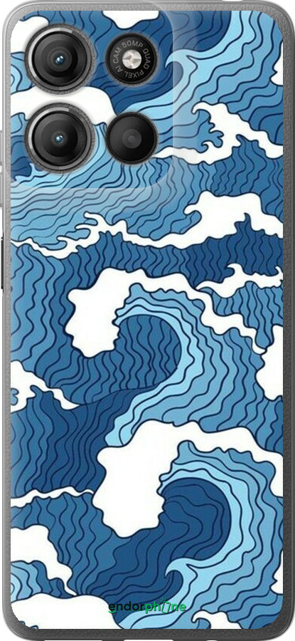 Силиконовый чехол Абстрактный рисунок морских волн для Motorola Moto G15 Power - 6538u-4044 изображение 