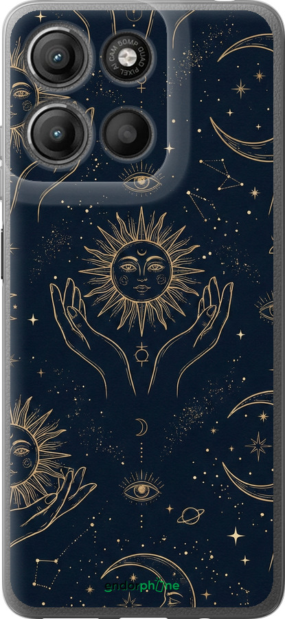 Силіконовий чехол Celestial Harmony: Sun & Moon Gold Mystic Pattern для Motorola Moto G15 Power - 6778u-4044 изображение 
