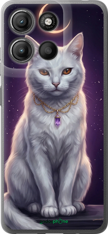 Силиконовый чехол Mystic White Cat Gothic Dark Purple Gold для Motorola Moto G15 Power - 6805u-4044 изображение 