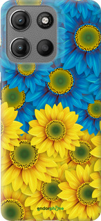 Силиконовый чехол Жёлто-голубые цветы для Motorola Moto G15 - 1048u-3948 изображение 