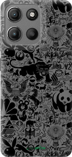 Силиконовый чехол Чёрно-серый стикер бомбинг для Motorola Moto G15 - 2432u-3948 изображение 