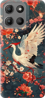 Силиконовый чехол Сакура и аист для Motorola Moto G15 - 6108u-3948 изображение 