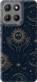 Силиконовый чехол Celestial Harmony: Sun & Moon Gold Mystic Pattern для Motorola Moto G15 - 6778u-3948 изображение 