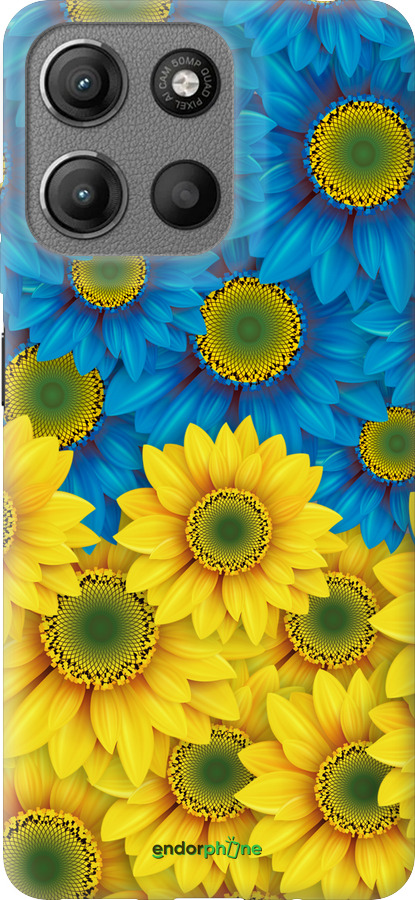 Силиконовый чехол Жёлто-голубые цветы для Motorola Moto G15 - 1048u-3948 изображение 