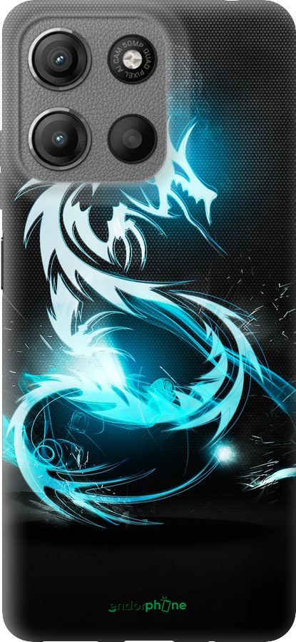 Силиконовый чехол Бело-голубой огненный дракон для Motorola Moto G15 - 113u-3948 изображение 