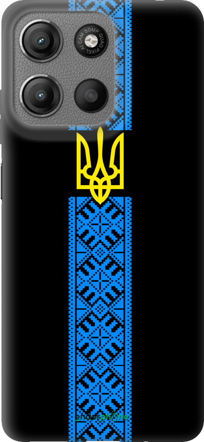 Силиконовый чехол Тризуб в вышиванке для Motorola Moto G15 - 1158u-3948 изображение 