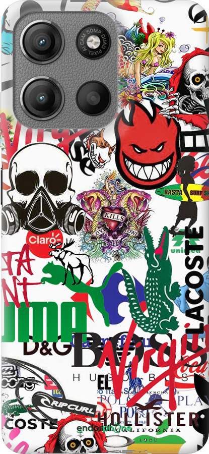 Силиконовый чехол Many different logos для Motorola Moto G15 - 4022u-3948 изображение 