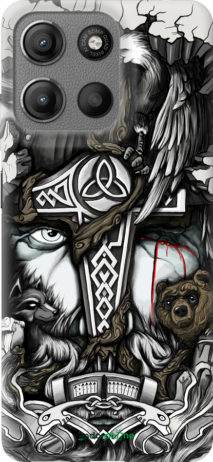 Силиконовый чехол Тату Викинг для Motorola Moto G15 - 4098u-3948 изображение 
