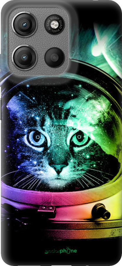 Силиконовый чехол Кот-астронавт для Motorola Moto G15 - 4154u-3948 изображение 