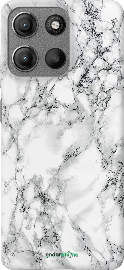 Силиконовый чехол Мрамор белый для Motorola Moto G15 - 4480u-3948 изображение 