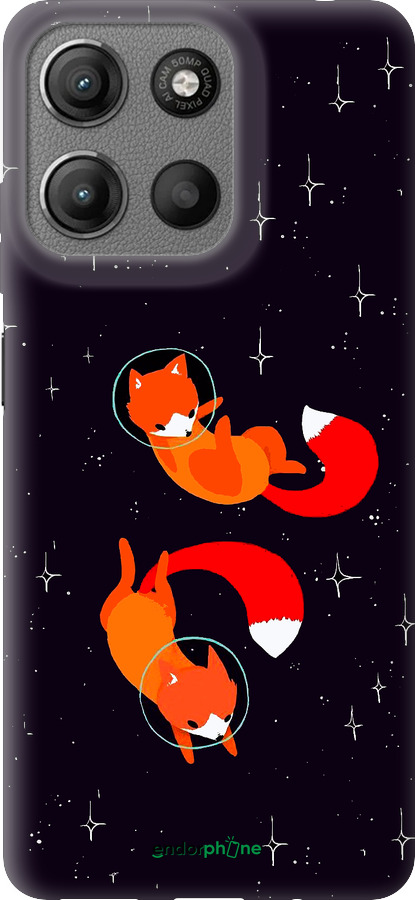 Силиконовый чехол Лисички в космосе для Motorola Moto G15 - 4519u-3948 изображение 