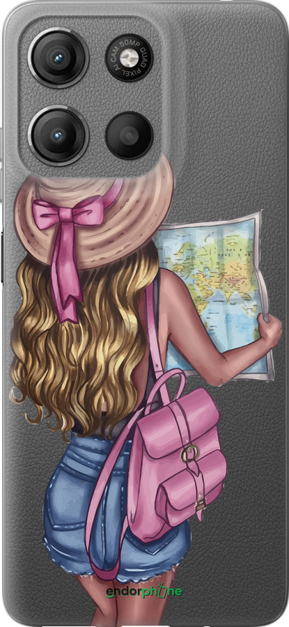 Силіконовий чехол Дівчина з картою для Motorola Moto G15 - 4704u-3948 изображение 