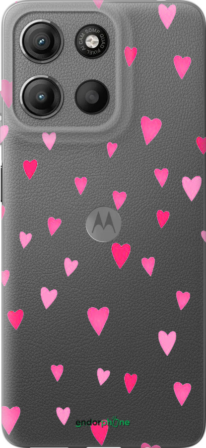Силиконовый чехол Сердечки 2 для Motorola Moto G15 - 4763u-3948 изображение 