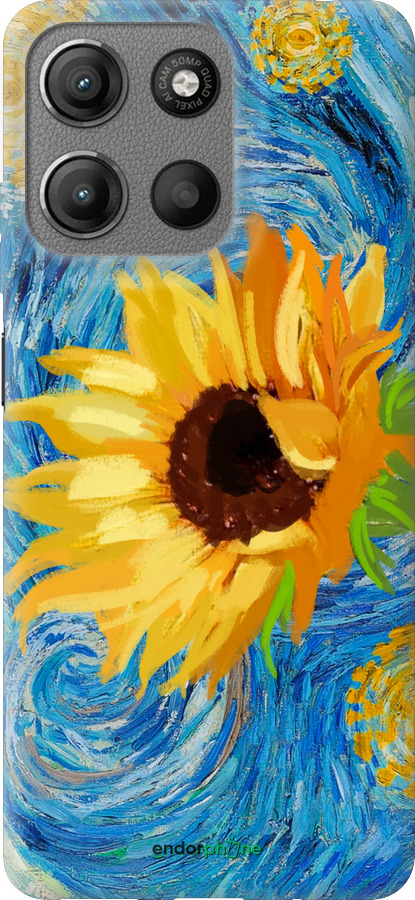 Силиконовый чехол Цветы желто-голубые для Motorola Moto G15 - 5308u-3948 изображение 