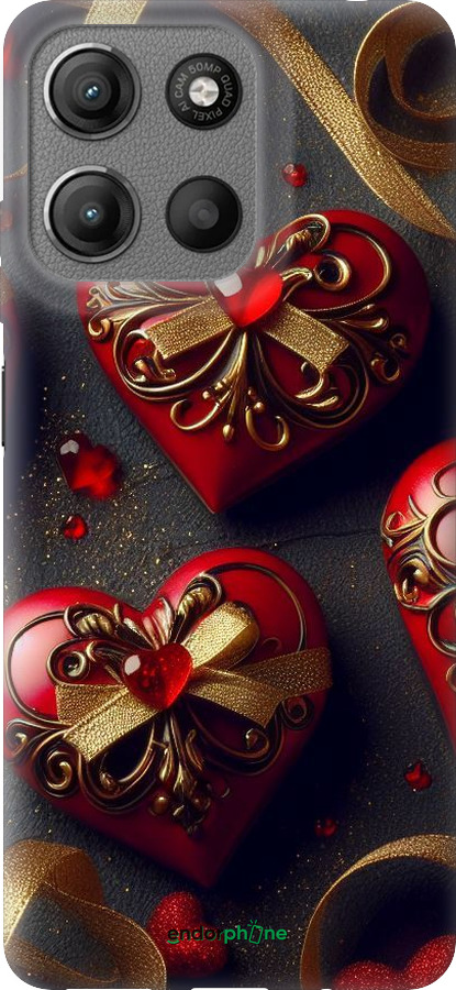 Силиконовый чехол Сердечки v4 для Motorola Moto G15 - 5834u-3948 изображение 