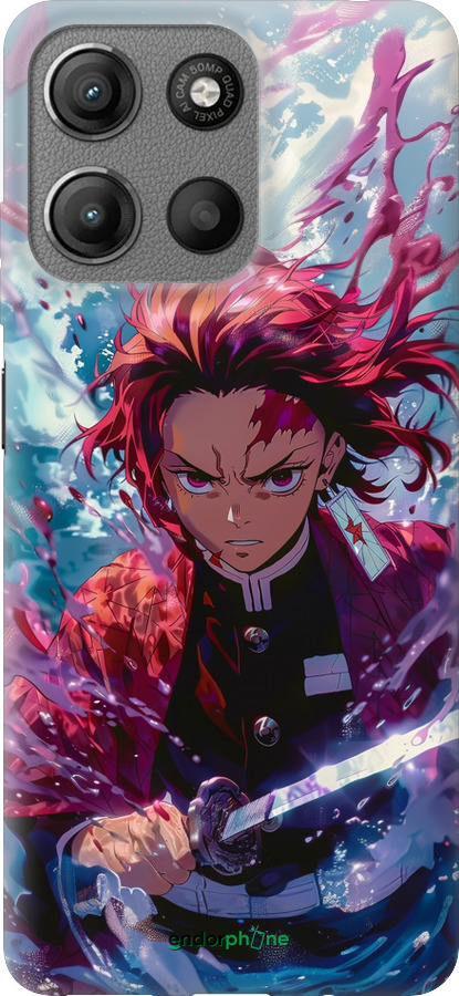 Силиконовый чехол Танджиро Камадо: Клинок рассекающий демонов для Motorola Moto G15 - 6111u-3948 изображение 