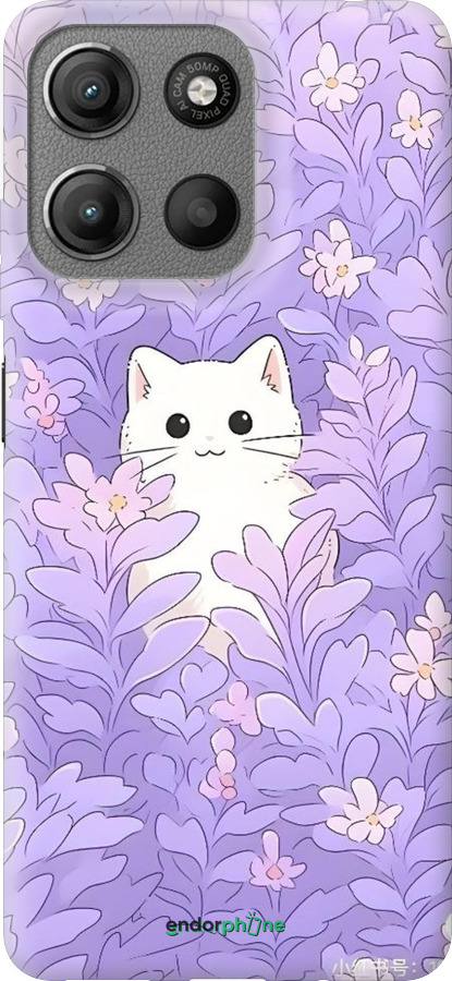 Силиконовый чехол Котик в цветах для Motorola Moto G15 - 6390u-3948 изображение 