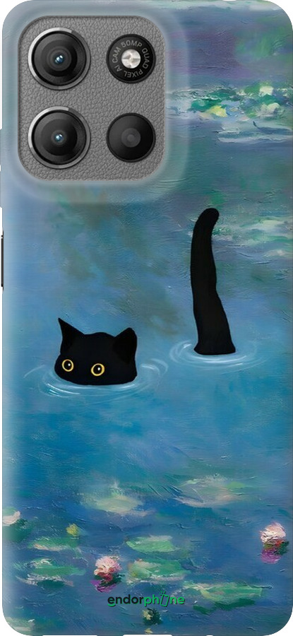 Силиконовый чехол С изображением кота и водяной лилии Monet для Motorola Moto G15 - 6519u-3948 изображение 