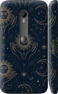 3D пластиковый матовый чехол 'Celestial Harmony: Sun & Moon Gold Mystic Pattern' для Motorola Moto G3 изображение 3