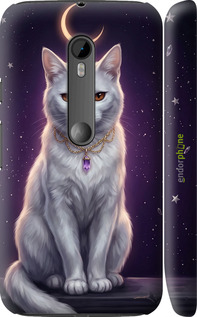 3D пластиковий матовий чехол Mystic White Cat Gothic Dark Purple Gold для Motorola Moto G3 - 6805m-318 изображение 